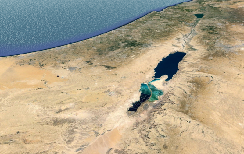 תצלום לווין של אזור ים המלח